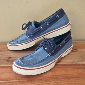 Men's Sperry Canvas Blue Striper Boat Shoes - Sz. 11.5 US / 10.5 UK / 45 EUR